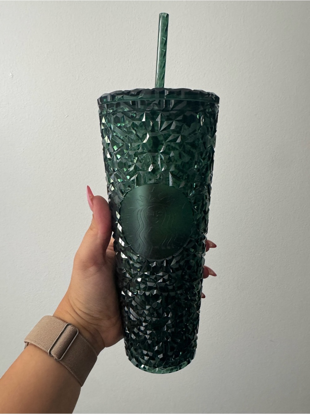Starbucks Dark Green Faceted Reusable Tumbler with Straw
